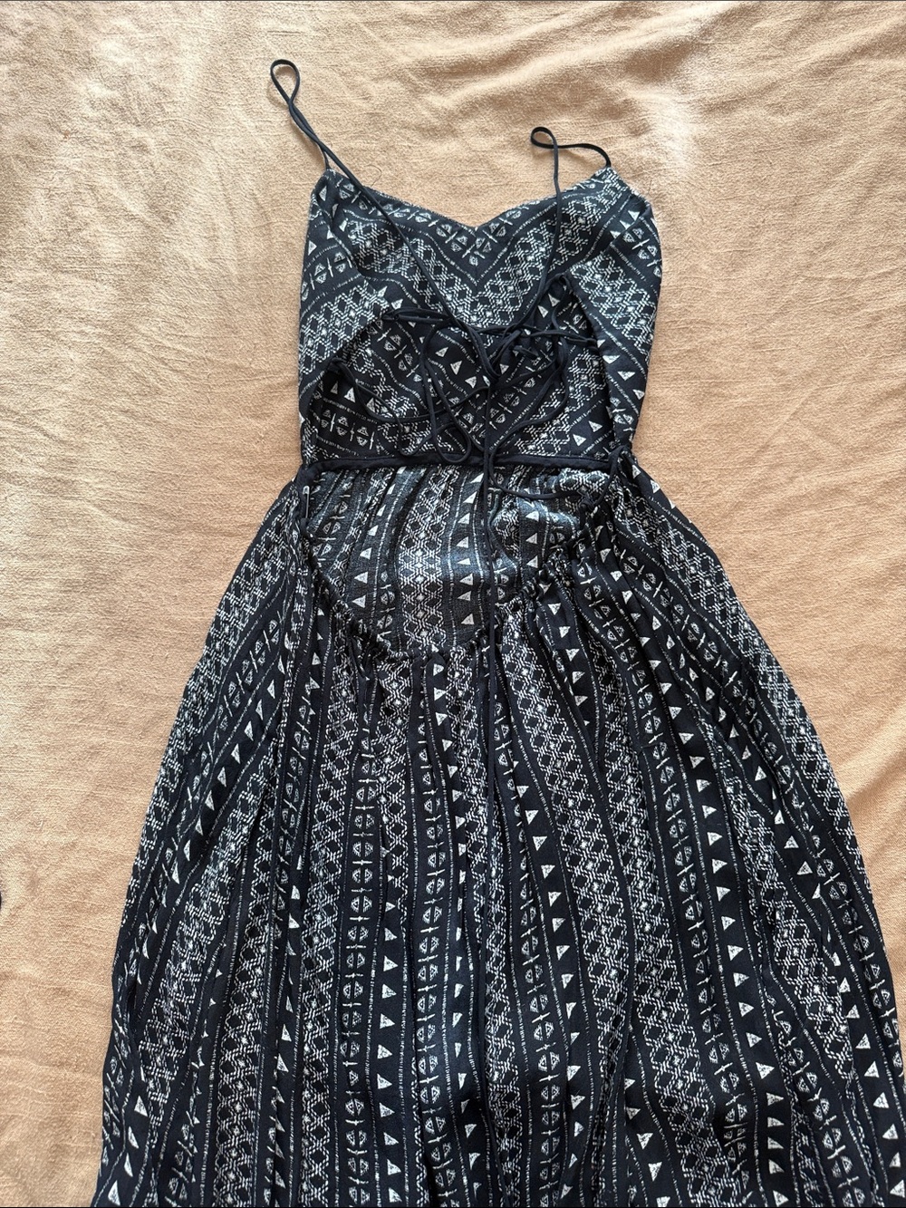 Forever 21 Black and White Strapless Tribal Print Dress